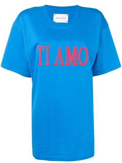 Alberta Ferretti "ti Amo"廓形织棉t恤 In Blue
