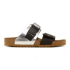 RICK OWENS Black & Silver Birkenstock Edition Rotterdam Combo Sandals