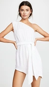 Retroféte Ella One-shoulder Velvet-trimmed Sequined Chiffon Mini Dress In Pearl White