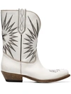 GOLDEN GOOSE white Wish Star leather cowboy boots