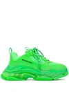 Balenciaga Triple S Clear Sole Trainer Sneaker In Neon Green