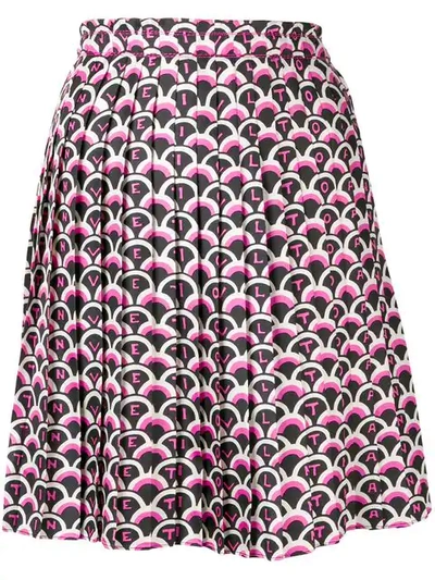 Valentino Geometric Logo Pleated Skirt In Pink