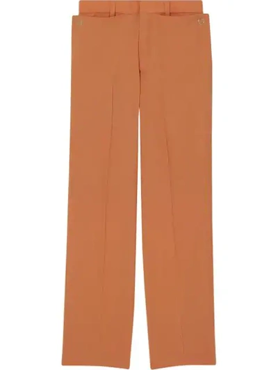 Burberry Tumbled Wool Wide-leg Trousers In Orange