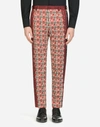 DOLCE & GABBANA PRINTED STRETCH COTTON PANTS WITH BANDS