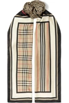 Burberry Monogram, Icon Stripe And Check Print Silk Scarf In Beige