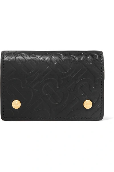 Burberry Embossed Leather Wallet In Black