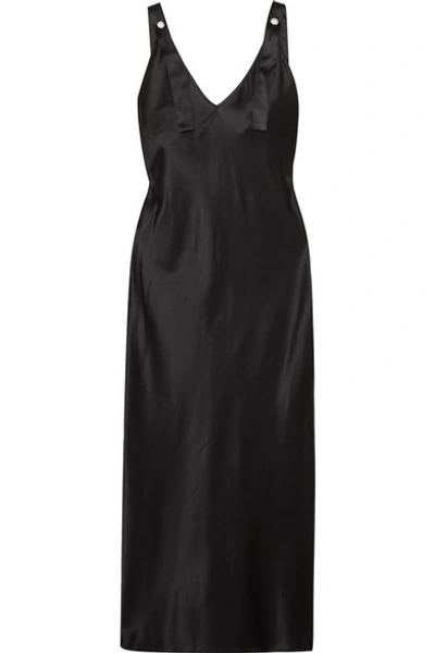 Sleeper Pearl-embellished Silk-satin Nightdress In Black