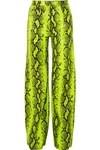 OFF-WHITE NEON SNAKE-EFFECT LEATHER STRAIGHT-LEG PANTS