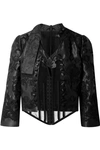 DOLCE & GABBANA CROPPED LAYERED STRETCH-TULLE AND EMBROIDERED SILK-BLEND TAFFETA JACKET