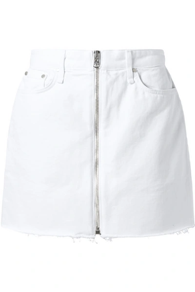 Rag & Bone Women's Anna Zip-front Raw Hem Denim Mini Skirt In White