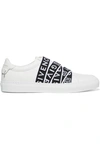 GIVENCHY URBAN STREET LOGO-JACQUARD AND LEATHER SLIP-ON SNEAKERS