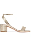 AQUAZZURA SUNDANCE 50 METALLIC VEGAN LEATHER SANDALS