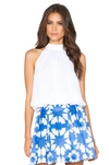Alice And Olivia Maris Halter Neck Gathered Top In White