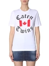 DSQUARED2 T-SHIRT WITH CATEN TWINS PRINT,10848168