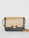 BURBERRY Small Two-tone Leather TB Bag