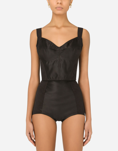 Dolce & Gabbana Cropped Lace Corset In Black