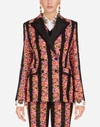 DOLCE & GABBANA STRIPED JACKET WITH FLORAL EMBROIDERY