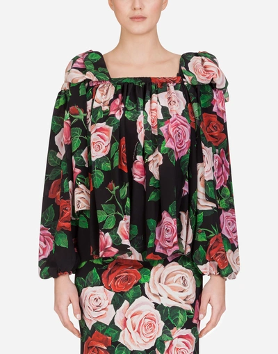 Dolce & Gabbana Blouse In Printed Silk In Floral Print