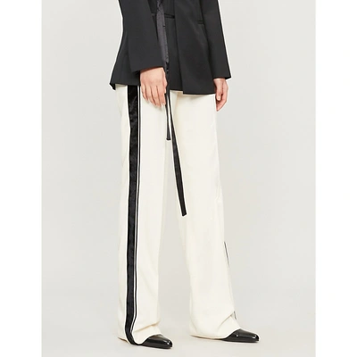 Haider Ackermann Side-stripe High-rise Straight Rayon Trousers In White