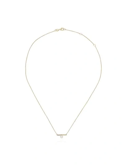 Mateo 14k Yellow Gold Pearl Diamond Bar Necklace In Metallic