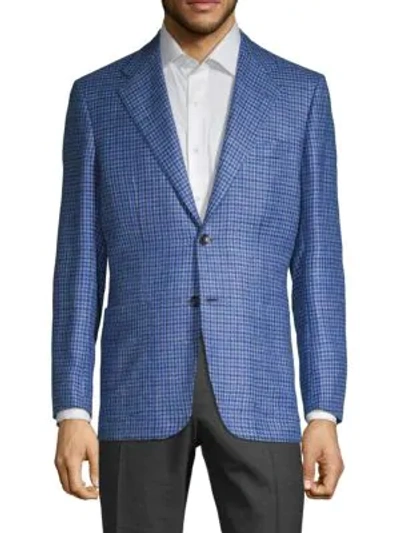 Kiton Textured Cashmere, Linen, Wool & Silk Sportcoat In Blue