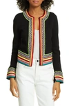ALICE AND OLIVIA EMBROIDERED DETAIL OPEN COTTON CARDIGAN,CC902514717