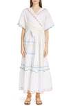 TORY BURCH EMBROIDERED WRAP MAXI DRESS,55570