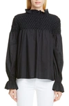 Merlette Womens Black Majorelle Flared-neck Cotton Top S In Black