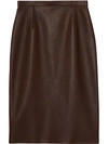 BURBERRY BURBERRY 小羊皮铅笔半身裙 - 棕色