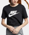 Nike Swoosh Cropped T-shirt In Black In Black