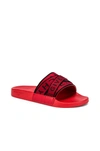 GIVENCHY GIVENCHY LOGO WEBBING SLIDES IN RED.,GIVE-MZ162
