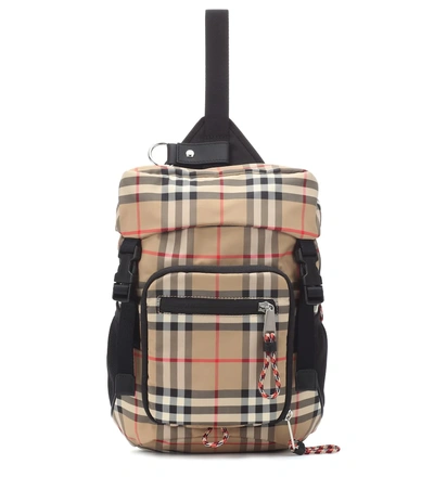 Burberry Vintage Check Cross-body Backpack In Beige