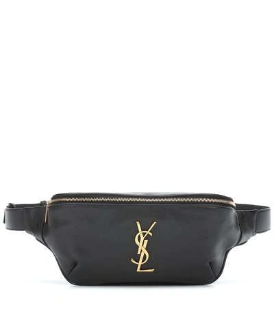 Saint Laurent Classic Monogram Leather Belt Bag In Black