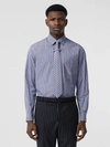 BURBERRY Chevron Striped Cotton Shirt and Tie Twinset