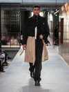 BURBERRY Striped Panel Wool Mohair Tailored Trousers