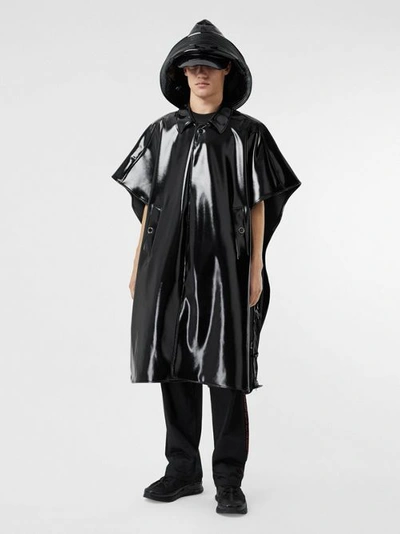 Burberry Vinyl Belted Cape In Black