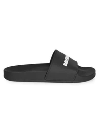 Balenciaga Piscine Logo-embossed Rubber Slides In Black