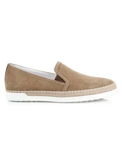Tod's Women's Slip-on Suede Espadrille Trainers In Light Tobacco