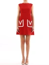 VALENTINO RED DOUBLE CREPE WOOL DRESS,10848183