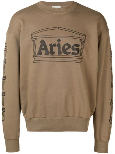 Aries Logo Print Sweatshirt - 绿色 In Green