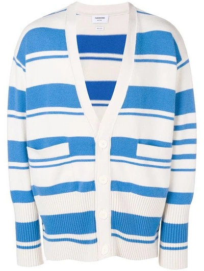 Thom Browne Oversized Cashmere Cardigan In Blue In 450 Blue