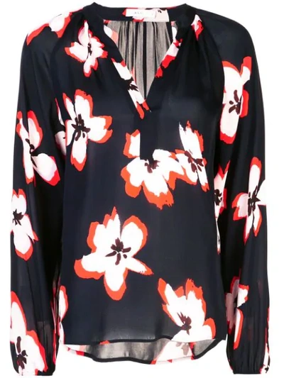 A.l.c Jules Floral Silk Blouse In Midnight Light Pink Flower