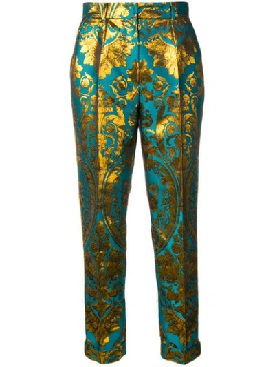 Dolce & Gabbana Slim Jacquard Trousers In Blue