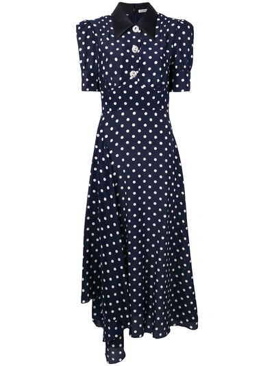 Alessandra Rich Crystal-embellished Polka-dot Silk-georgette Maxi Dress In Blue/ivory 949
