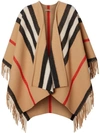 BURBERRY BURBERRY STRIPED WOOL CAPE - 大地色