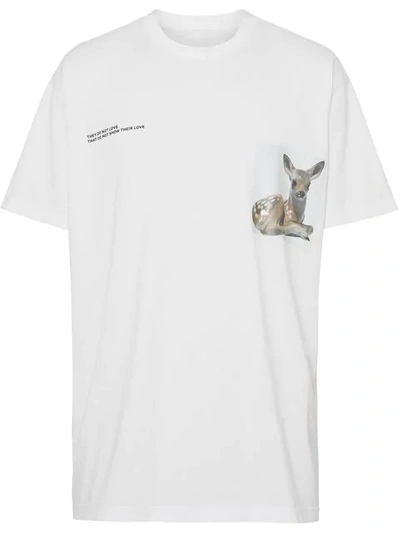 Burberry Bambi Print Cotton Jersey T-shirt In White