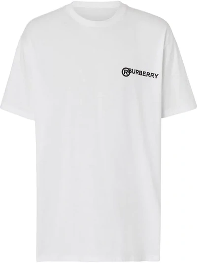 Burberry Logo Print Cotton Oversized T-shirt In White