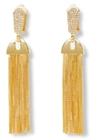 VINCE CAMUTO PAVE & CHAIN TASSEL CLIP-ON DROP EARRINGS,VJ-401914