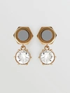 BURBERRY Crystal Charm Gold-Plated Nut and Bolt Earrings
