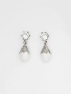 BURBERRY Palladium-plated Faux Pearl Charm Earrings